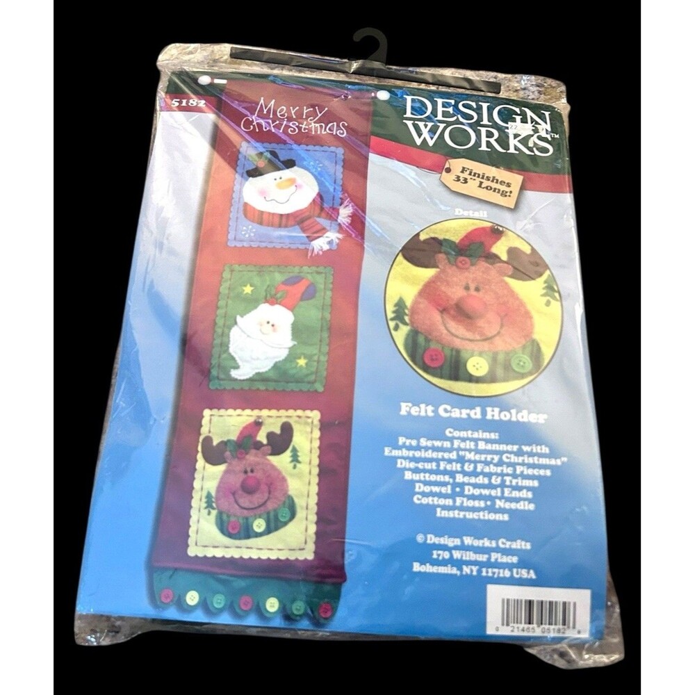 Design Works Jewel Felt Merry Christmas Felt Card Holder Kit 33" Long Pre-Cut